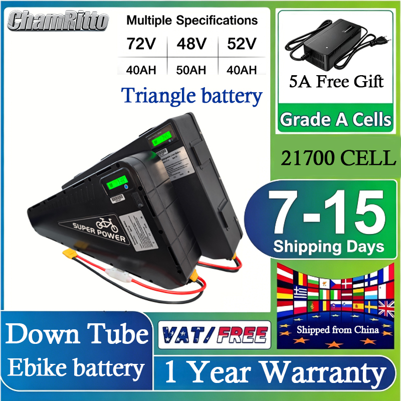 72V 50Ah 21700 Lithium Battery - Batteria a triangolo per bici elettrica
