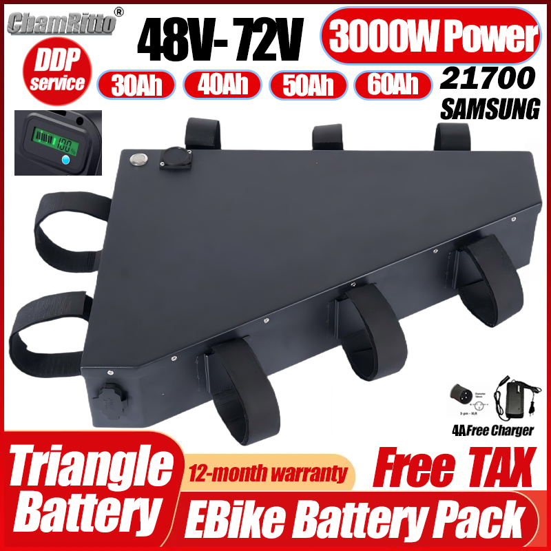 72V 50Ah 21700 Lithium Battery - Bicicletta elettrica 36v 48v 52v 2000w