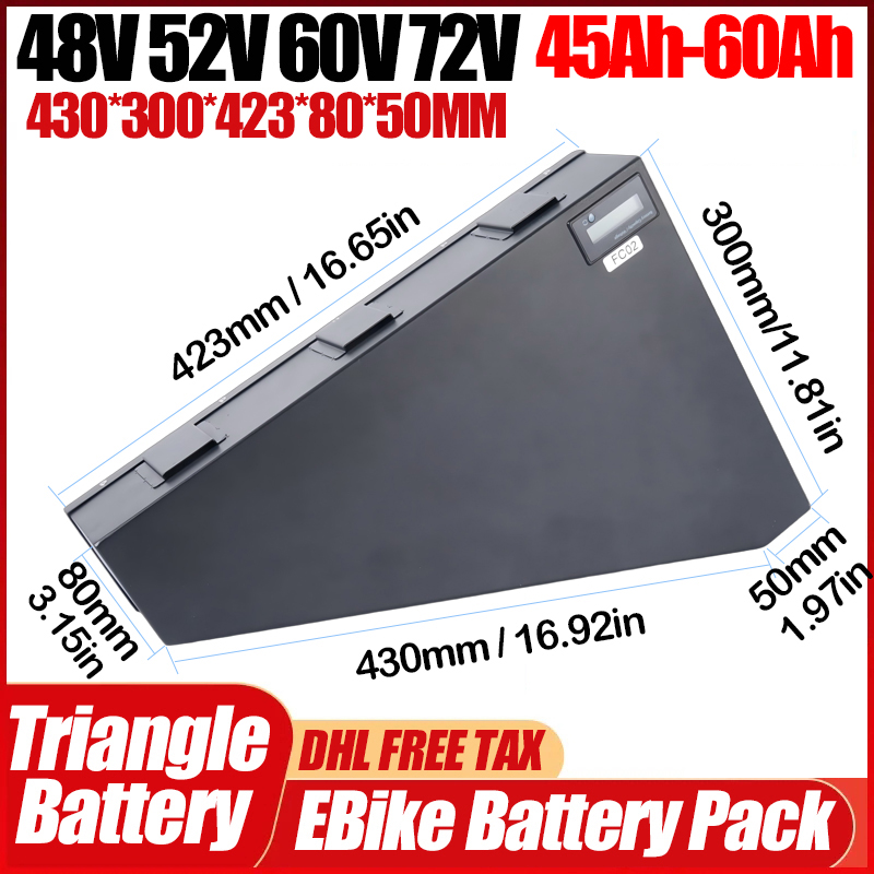 Batteria a triangolo per bici  - 72V 50Ah 21700 Lithium Battery recensione e prezzo
